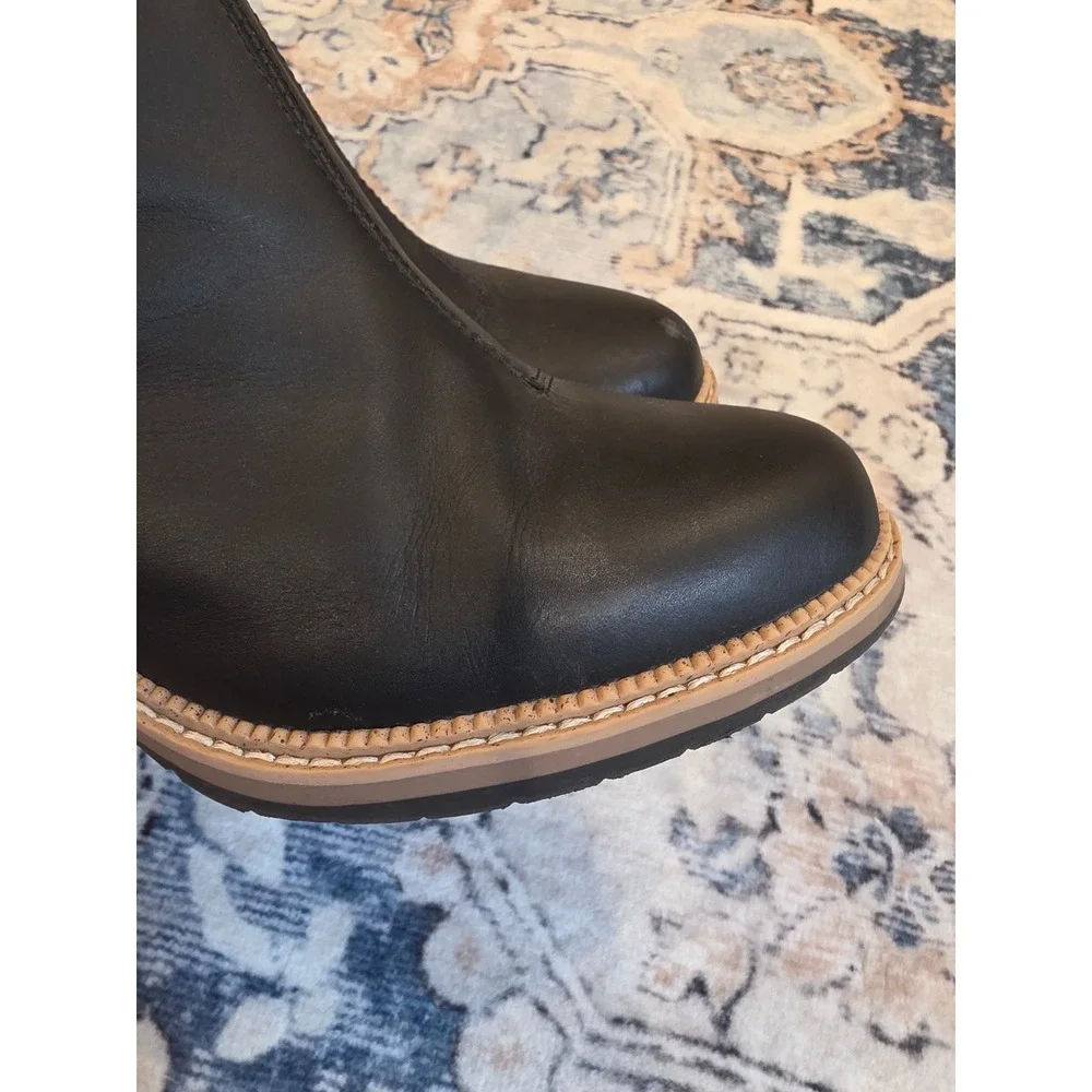 TOMS Women's Size 7.5 Black Leather Marina‎ Heeled Closed Toe Bootie